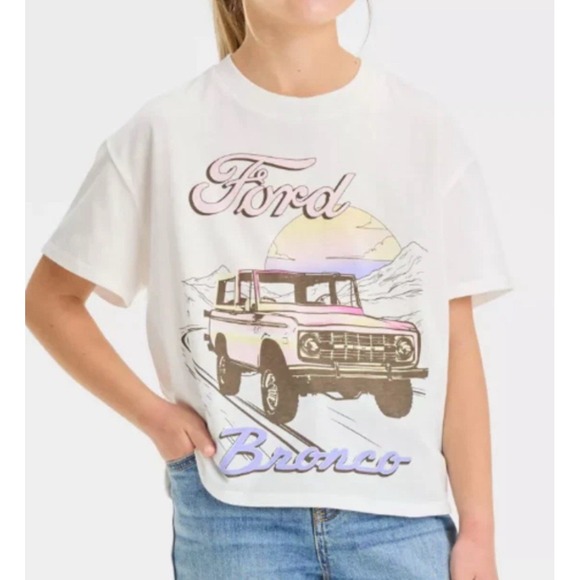 Ford Other - Ford bronco Classic Graphic White Cropped T-shirt Children's Kids XL (12-14) NWT